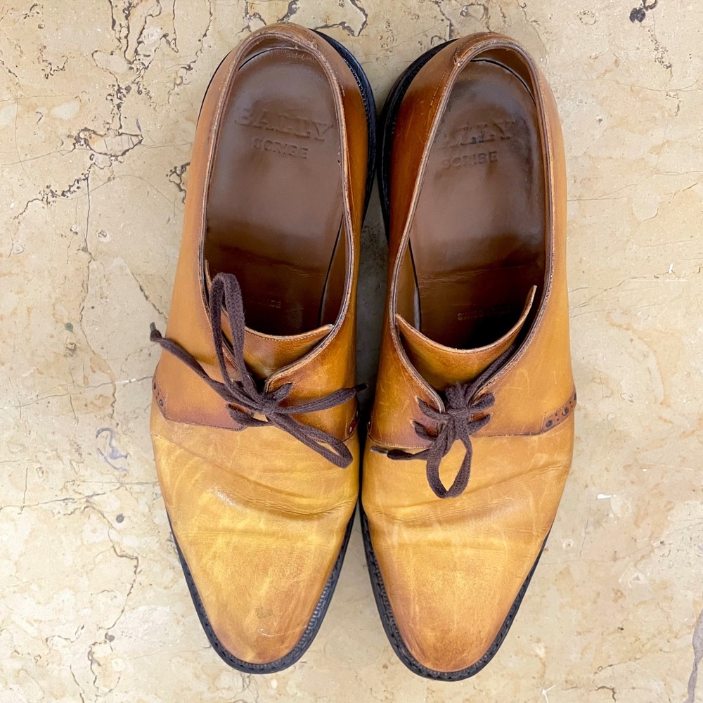 Vintage Bally Mens Dress Shoes Sz 7.5 Goodyear Switzerland Derby Leather Lace Up - Picture 10 of 12